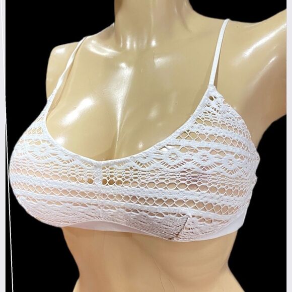Victoria’s Secret Sexy Unlined Crochet Lace Bralette bra White Large - Picture 1 of 4